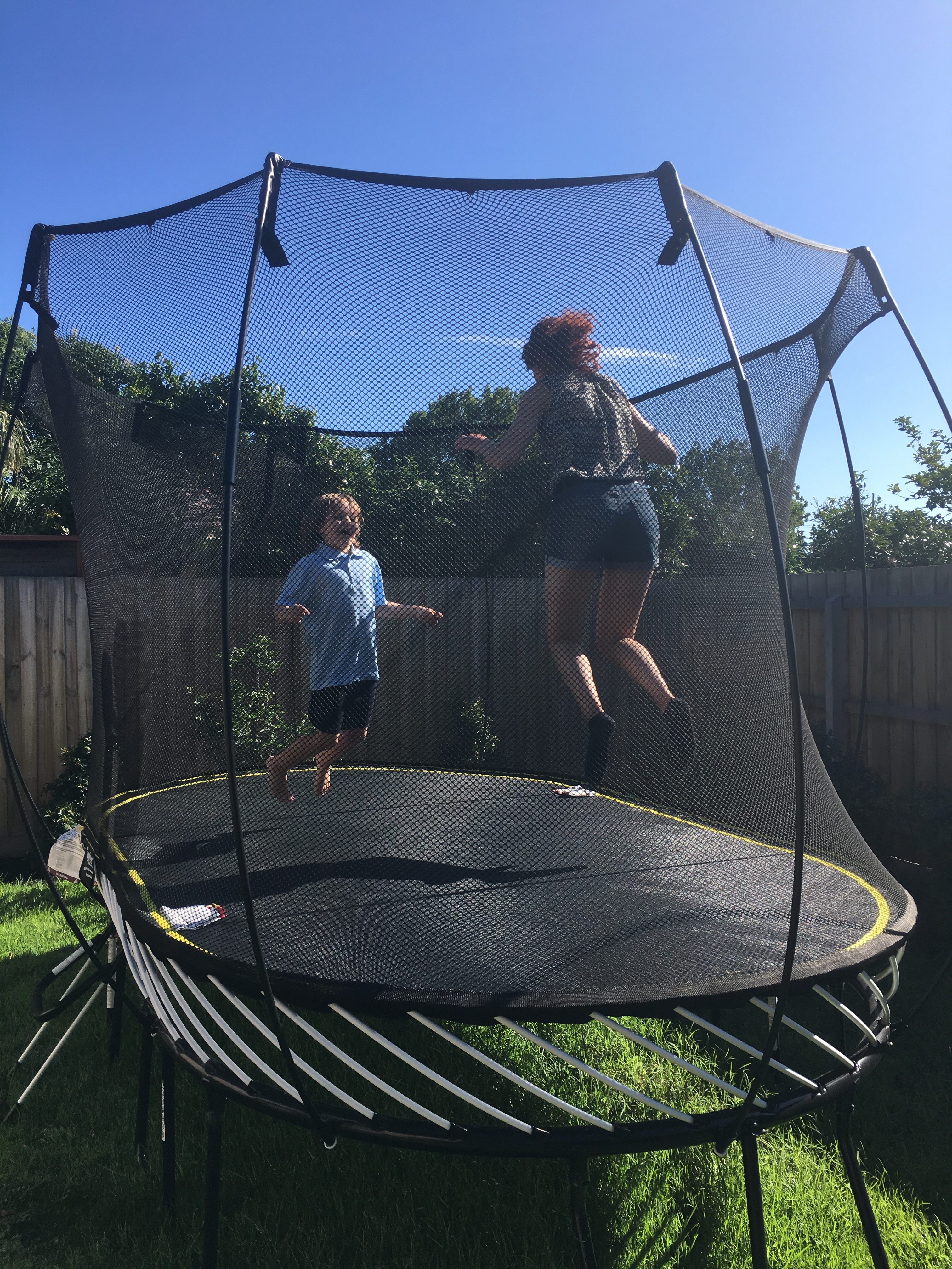 The perks of being an au pair: a trampoline in the garden!