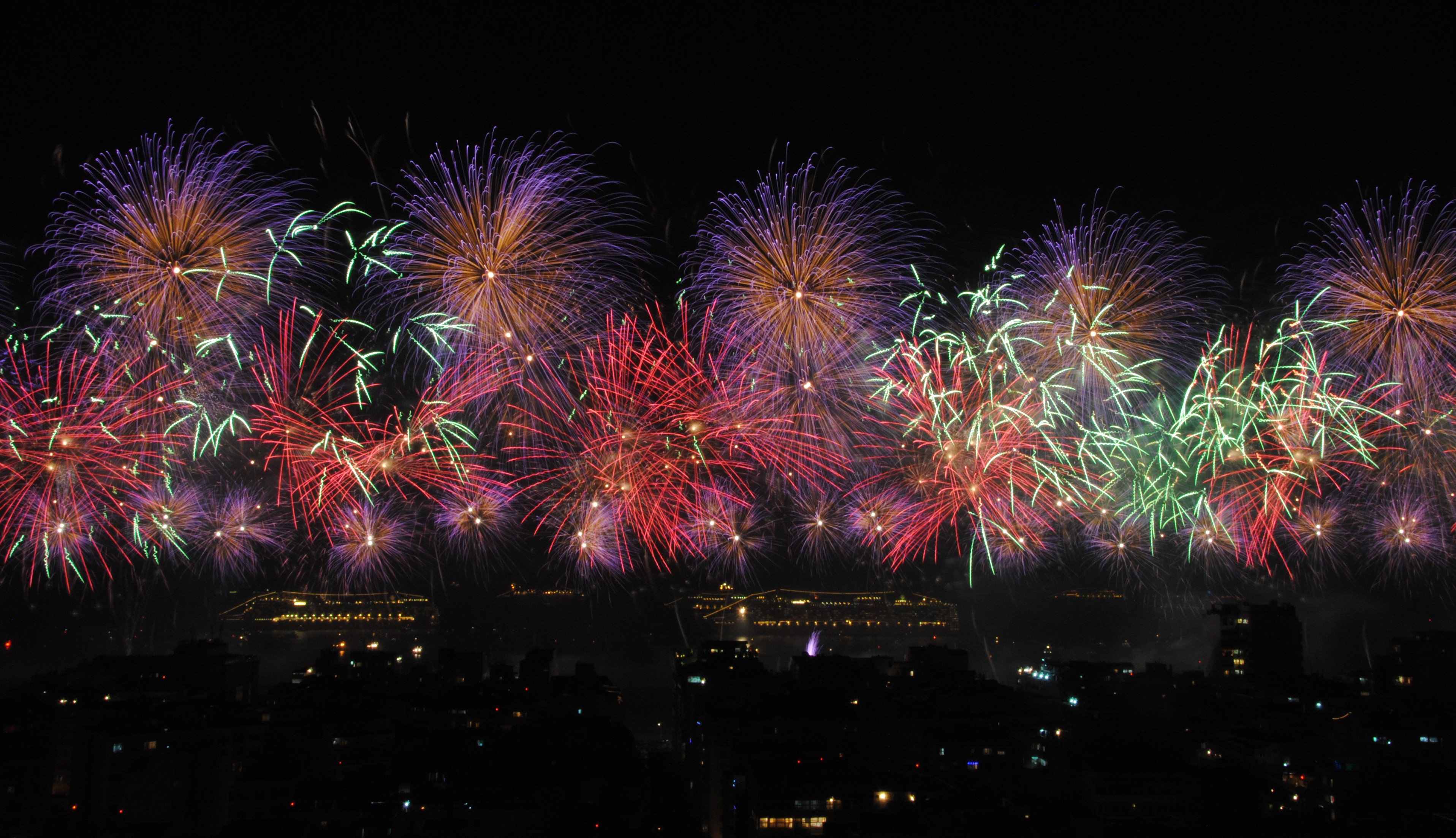 New Years Eve Fireworks in Rio De Janeiro, Copacabana